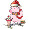 Santa Claus Skater Skating Piggy