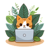 Cute cat with laptop