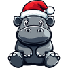 Hippopotamus Christmas Cute