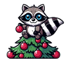 Whimsical funny raccoon Christmas tree