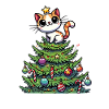 Funny Cat Christmas Tree Whimsical