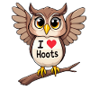 Finurlig ugle Jeg elsker Hooters Tegn på brystet
