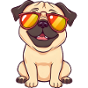 Playful Pug Wearing Sunglasse
