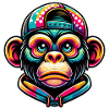 Affe Hoodie Cap bunt