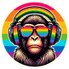 Affe Kopfhörer Brille Regenbogen bunt