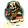 Halloween Skeleton Dog Candy Collecting