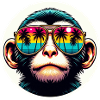 Affe Brille Palmen bunt