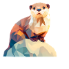 Playful Otter on Rugged Rock