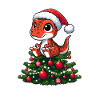 Dino with Christmas Tree Whimsical Cartoon T-Rex