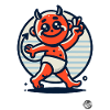 Stile cartone animato retrò vintage: piccolo diavolo carino