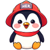 Cheerful Cartoon Penguin Wearing helmet