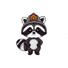 Playful Raccoon with Red Badge