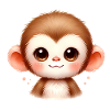 Mignon bébé singe aquarelle Art