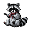 Raccoon embroidered thread