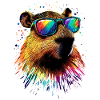 Capybara Solbriller Farverig Popart Capybara