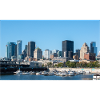Panoramic view of Montreal Skyline from harbour