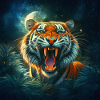Roaring Tiger Moonlit Jungle