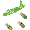 Avion bombe ananas vert