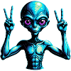 Futuristic Alien Peace Sign Illustration