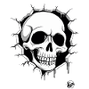 Skull breaking through the wall