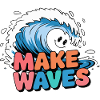 Lebendige Surfwelle mit Make Waves-Text