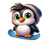 Funny Penguin Snowboard Adventurer