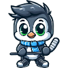 Penguin Hockey Player Cartoon Art