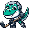 Dino T-Rex dinosaur playing hockey