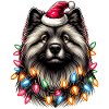 Keeshond Dog Santa Hat Xmas