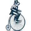 Frog on a penny-farthing