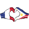 France Philippines Drapeau Mains Coeur Forme Utilisé