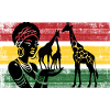 African giraffes in the panorama