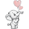 Elephant with heart balloons