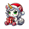 Weihnachtsmann mit Weihnachts-Einhorn