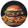 Juicy burger with crispy fries