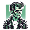 Rockabilly Zombie Skull in Leather