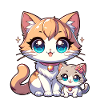Niedliche Katzenmutter Mit Kitten Illustration