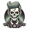 Rockabilly Zombie Skull Illustration