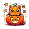 Cute Halloween Cat in Pumpkin