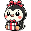 Weihnachtsmann und Pinguin mit Geschenk