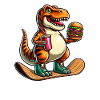 T-Rex Dinosaur Skateboard Hamburger Fun