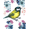 Sparrow and flowers