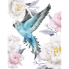 blue bird and roses