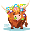 Vache Highland Flower Power