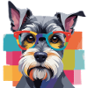 Dvärgschnauzer Hund i Glasögon Färglad