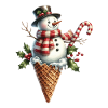 Fröhlicher Schneemann im Eishörnchen mit