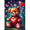 Heart balloons and teddy bear