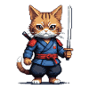 Samurai Cat Pixel Art