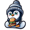 Penguin Snowboard Cheeseburger Fun