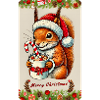 Christmas squirrel with hot chocolate